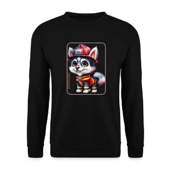 Pompier, amoureux des huskies - Sweat-shirt Unisexe - noir - Devant - Alina (178cm) & Michal (187cm)