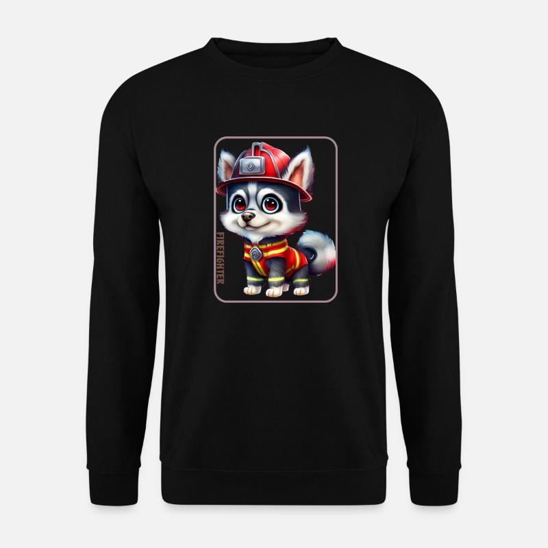 Feuerwehrmann, Husky-Liebhaber - Unisex Pullover - Schwarz