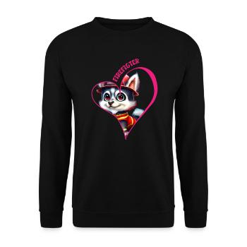 Pompier, amour husky - Sweat-shirt Unisexe - noir - Devant - Alina (178cm) & Michal (187cm)