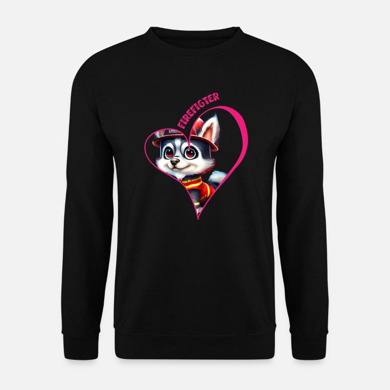 Firefighter, husky love - Unisex Sweatshirt - black