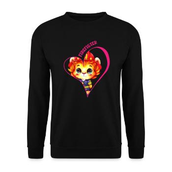 Pompier, amour de lion - Sweat-shirt Unisexe - noir - Devant - Alina (178cm) & Michal (187cm)