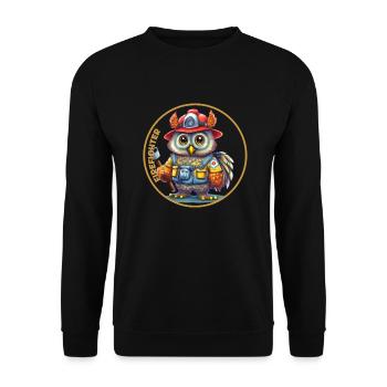 Pompier, hibou doux - Sweat-shirt Unisexe - noir - Devant - Alina (178cm) & Michal (187cm)