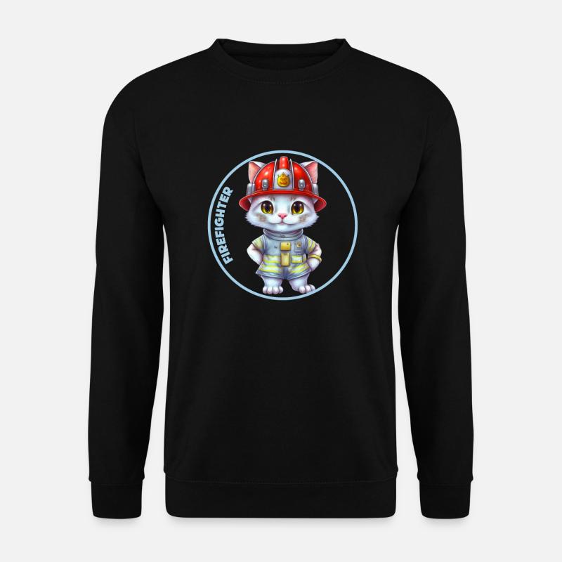 Firefighter, sweet cat - Unisex Sweatshirt - black