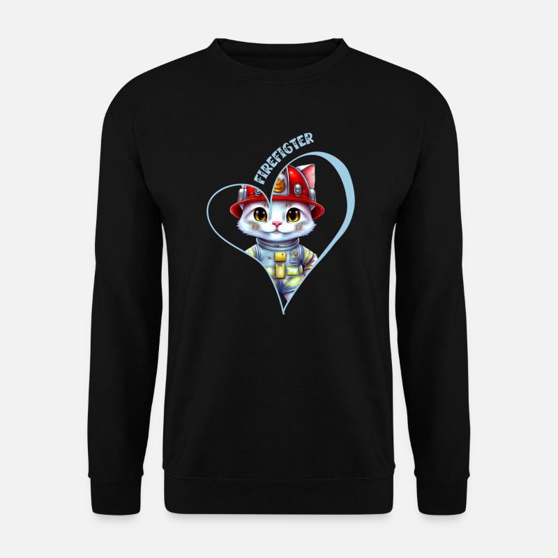 Pompier, chat doux - Sweat-shirt Unisexe - noir
