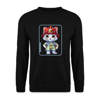 Pompier, amoureux des chats - Sweat-shirt Unisexe - noir - Devant - Alina (178cm) & Michal (187cm)