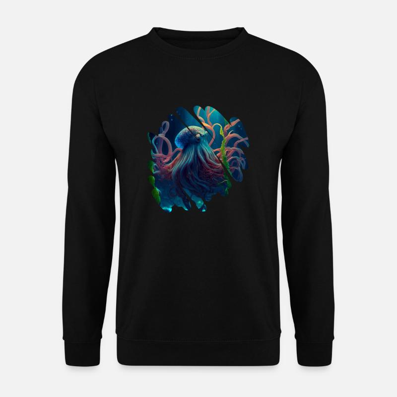 Meereslebewesen, großer Oktopus - Unisex Pullover - Schwarz