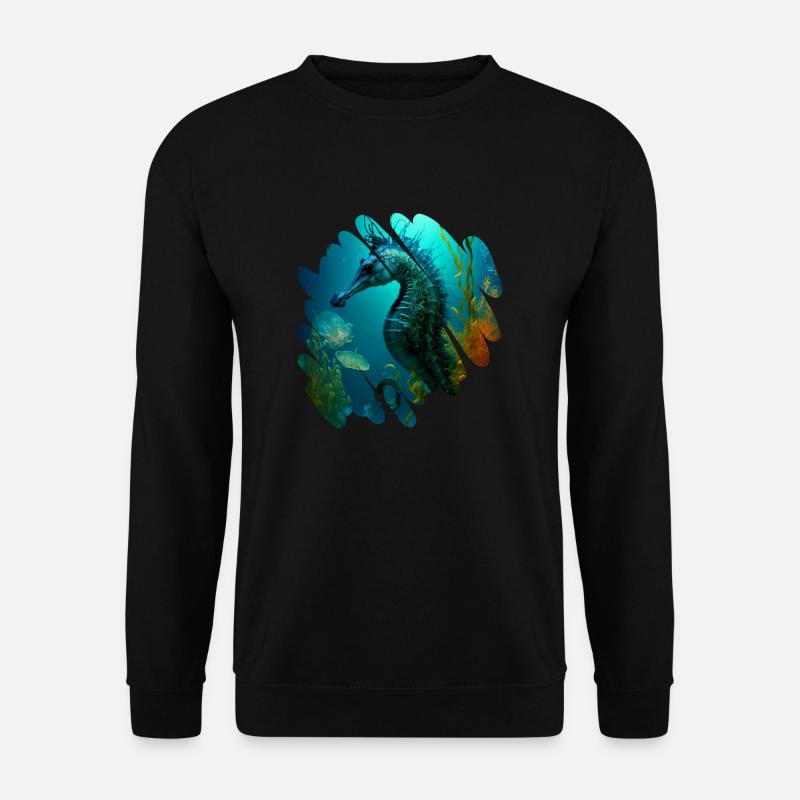Fantasy Ocean, wunderschönes Seepferdchen - Unisex Pullover - Schwarz