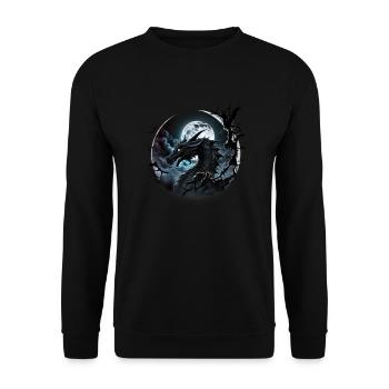 Schwarzer Drache im Mondlicht - Unisex Pullover - Schwarz - Vorne - Alina (178cm) & Michal (187cm)