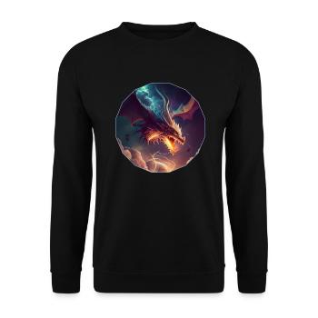 Mystical dragon flying in the clouds - Unisex Sweatshirt - black - Front - Alina (178cm) & Michal (187cm)