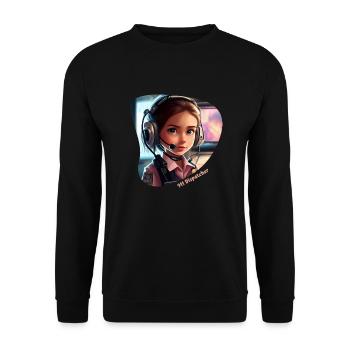 Dispatcher-Mädchen - Unisex Pullover - Schwarz - Vorne - Alina (178cm) & Michal (187cm)