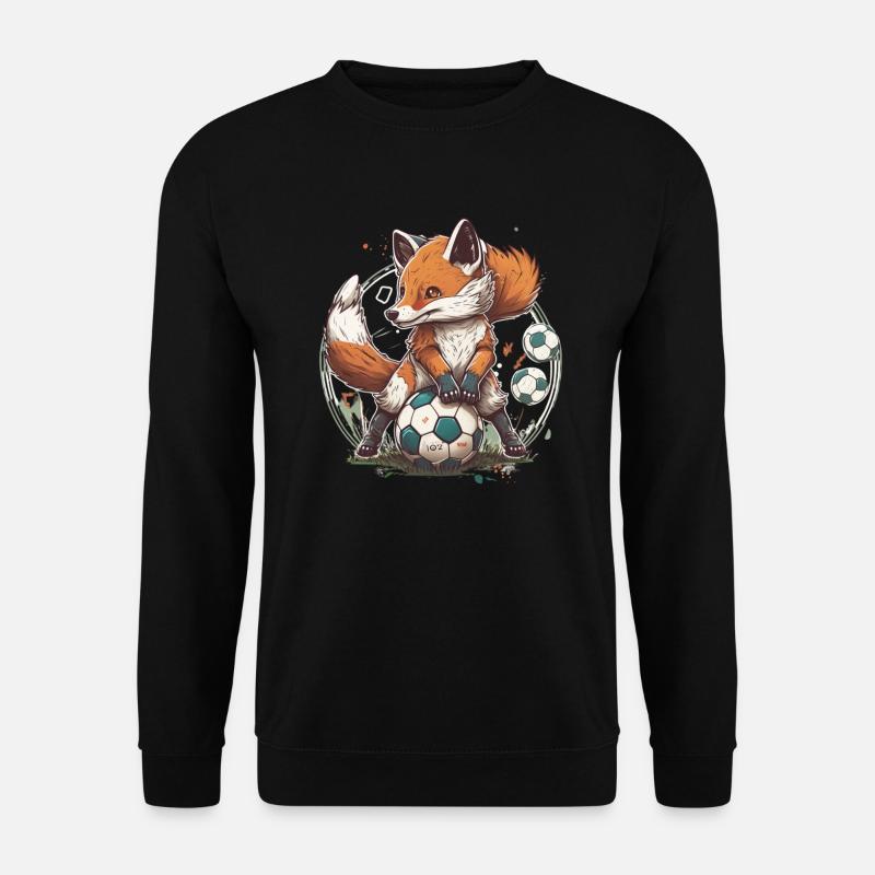 Niedliche Tier Fußballspieler, Fuchs - Unisex Pullover - Schwarz