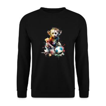 Niedliche Tier Fußballspieler, Affe - Unisex Pullover - Schwarz - Vorne - Alina (178cm) & Michal (187cm)