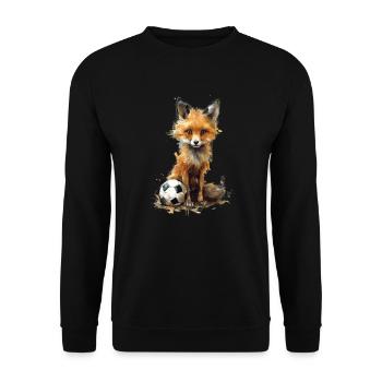 Süße Tier Fußballspieler, süßer Fuchs - Unisex Pullover - Schwarz - Vorne - Alina (178cm) & Michal (187cm)