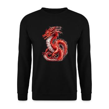 Roter Drache, Nebeltier - Unisex Pullover - Schwarz - Vorne - Alina (178cm) & Michal (187cm)