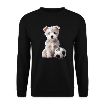 Niedliche Tierfußballspieler, Welpe - Unisex Pullover - Schwarz - Vorne - Alina (178cm) & Michal (187cm)