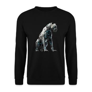 Cyber-Raubkatze - Unisex Pullover - Schwarz - Vorne - Alina (178cm) & Michal (187cm)