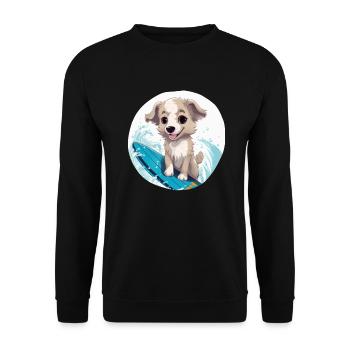 Surfing Animals, doux chiens - Sweat-shirt Unisexe - noir - Devant - Alina (178cm) & Michal (187cm)