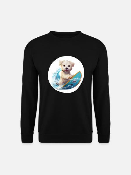 Surfende Tiere, süßer Hund - Unisex Pullover - Schwarz