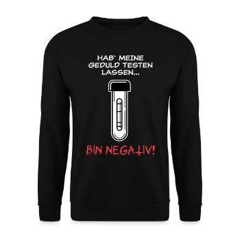 Geduld Negativ - hell - Unisex Pullover - Schwarz - Vorne - Alina (178cm) & Michal (187cm)