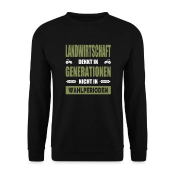 Bauernprotest Landwirtschaft Denkt In Generationen - Unisex Pullover - Schwarz - Vorne - Alina (178cm) & Michal (187cm)
