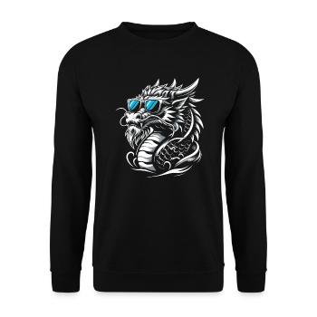 Cool Chinese dragon with sunglasses - Unisex Sweatshirt - black - Front - Alina (178cm) & Michal (187cm)