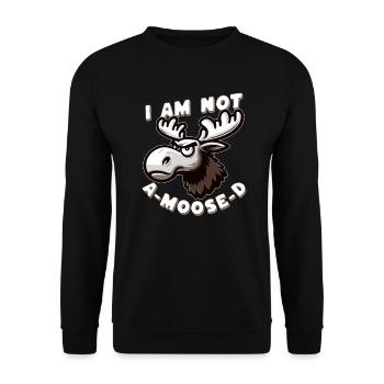 Ich bin kein Elch-d - lustiges Elch-Wortspiel - Unisex Pullover - Schwarz - Vorne - Alina (178cm) & Michal (187cm)