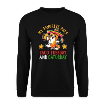 Taco Dienstag und Sonntag - Feinschmecker-Geschenk-Shirt - Unisex Pullover - Schwarz - Vorne - Alina (178cm) & Michal (187cm)