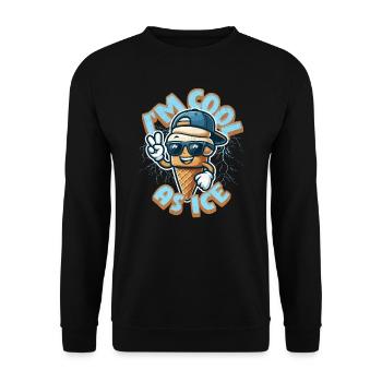 Ich bin cool wie Eis - süßes Kawaii Eiscreme-Maskottchen - Unisex Pullover - Schwarz - Vorne - Alina (178cm) & Michal (187cm)