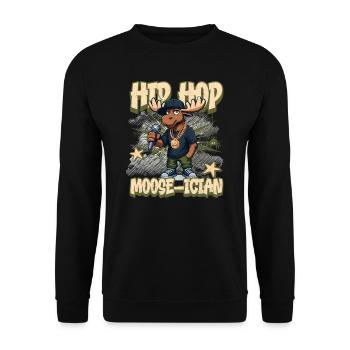 Musicien Hip Hop - Moose-ician - Rappeur cool - Sweat-shirt Unisexe - noir - Devant - Alina (178cm) & Michal (187cm)