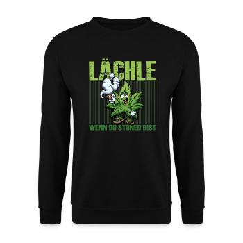 Lächle Wenn Du Stoned Bist Cannabis Kiffer Hanf - Unisex Pullover - Schwarz - Vorne - Alina (178cm) & Michal (187cm)