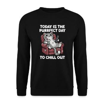 Today is the purrfect day to chill out - funny cat - Unisex Sweatshirt - black - Front - Alina (178cm) & Michal (187cm)