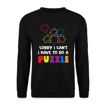 Funny Puzzle Lover - Unisex Sweatshirt - black - Front - Alina (178cm) & Michal (187cm)