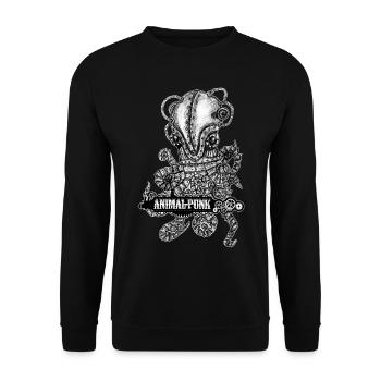 Mr.Octopus SteamPunk - Unisex Pullover - Schwarz - Vorne - Alina (178cm) & Michal (187cm)
