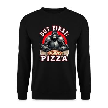 Gorilla Knight Pizza Party - Unisex Sweatshirt - black - Front - Alina (178cm) & Michal (187cm)