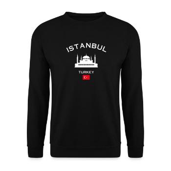 Istanbul Turquie Mosquée Bleue Sainte-Sophie Drapeau - Sweat-shirt Unisexe - noir - Devant - Alina (178cm) & Michal (187cm)