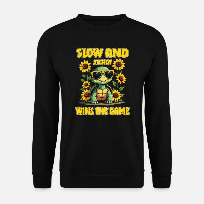 Slow and Steady Wins the Game - Cute Turtle Design - Unisex Sweatshirt - black