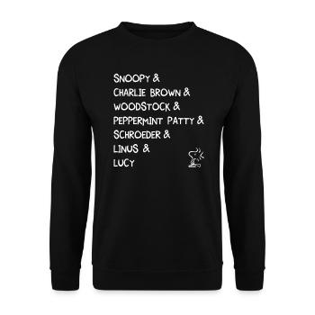 Peanuts Design With Character List - Unisex Sweatshirt - black - Front - Alina (178cm) & Michal (187cm)