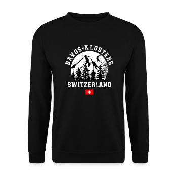 Davos Klosters Ski Resort Schweizer Alpen Souvenir - Unisex Pullover - Schwarz - Vorne - Alina (178cm) & Michal (187cm)