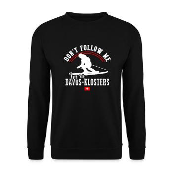 Davos Klosters Ski Resort Schweizer Alpen Souvenir - Unisex Pullover - Schwarz - Vorne - Alina (178cm) & Michal (187cm)