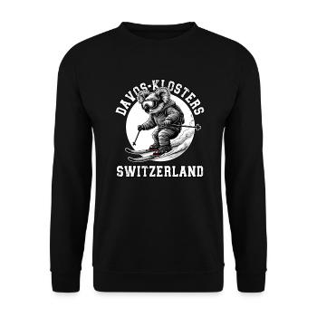 Davos Klosters Ski Resort Schweizer Alpen Souvenir - Unisex Pullover - Schwarz - Vorne - Alina (178cm) & Michal (187cm)