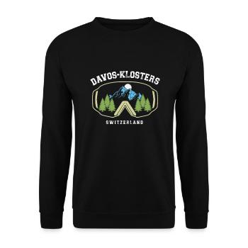 Davos Klosters Ski Resort Schweizer Alpen Souvenir - Unisex Pullover - Schwarz - Vorne - Alina (178cm) & Michal (187cm)