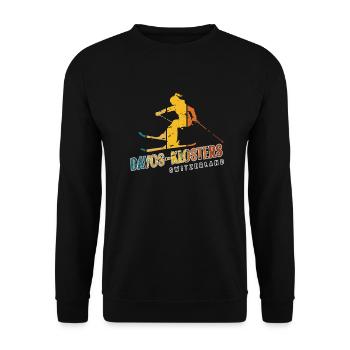Davos Klosters Ski Resort Schweizer Alpen Souvenir - Unisex Pullover - Schwarz - Vorne - Alina (178cm) & Michal (187cm)