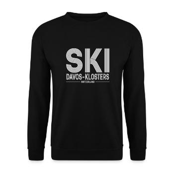 Davos Klosters Ski Resort Schweizer Alpen Souvenir - Unisex Pullover - Schwarz - Vorne - Alina (178cm) & Michal (187cm)