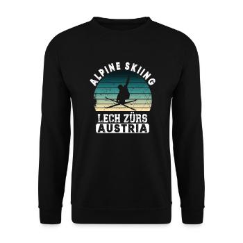 Skigebiet Lech Zürs Österreichische Alpen Souvenir - Unisex Pullover - Schwarz - Vorne - Alina (178cm) & Michal (187cm)