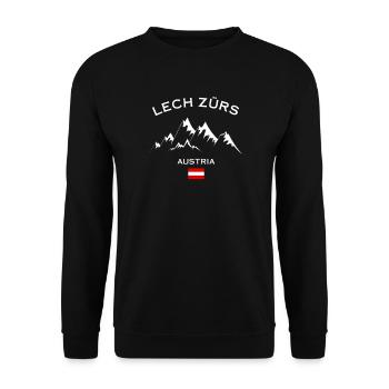 Skigebiet Lech Zürs Österreichische Alpen Souvenir - Unisex Pullover - Schwarz - Vorne - Alina (178cm) & Michal (187cm)