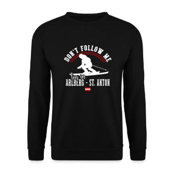 Skigebiet St. Anton Arlberg Österreichische Alpen - Unisex Pullover - Schwarz - Vorne - Alina (178cm) & Michal (187cm)