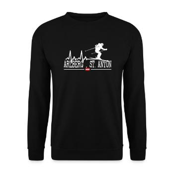 Skigebiet St. Anton Arlberg Österreichische Alpen - Unisex Pullover - Schwarz - Vorne - Alina (178cm) & Michal (187cm)