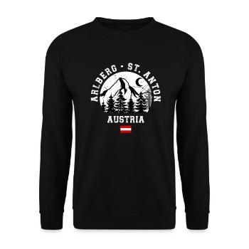 Skigebiet St. Anton Arlberg Österreichische Alpen - Unisex Pullover - Schwarz - Vorne - Alina (178cm) & Michal (187cm)