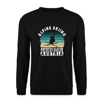 Hintertux Glacier Ski Resort Austrian Alps - Unisex Sweatshirt - black - Front - Alina (178cm) & Michal (187cm)