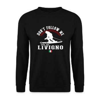 Livigno Ski Resort Italian Alps Souvenir Skiing - Unisex Sweatshirt - black - Front - Alina (178cm) & Michal (187cm)